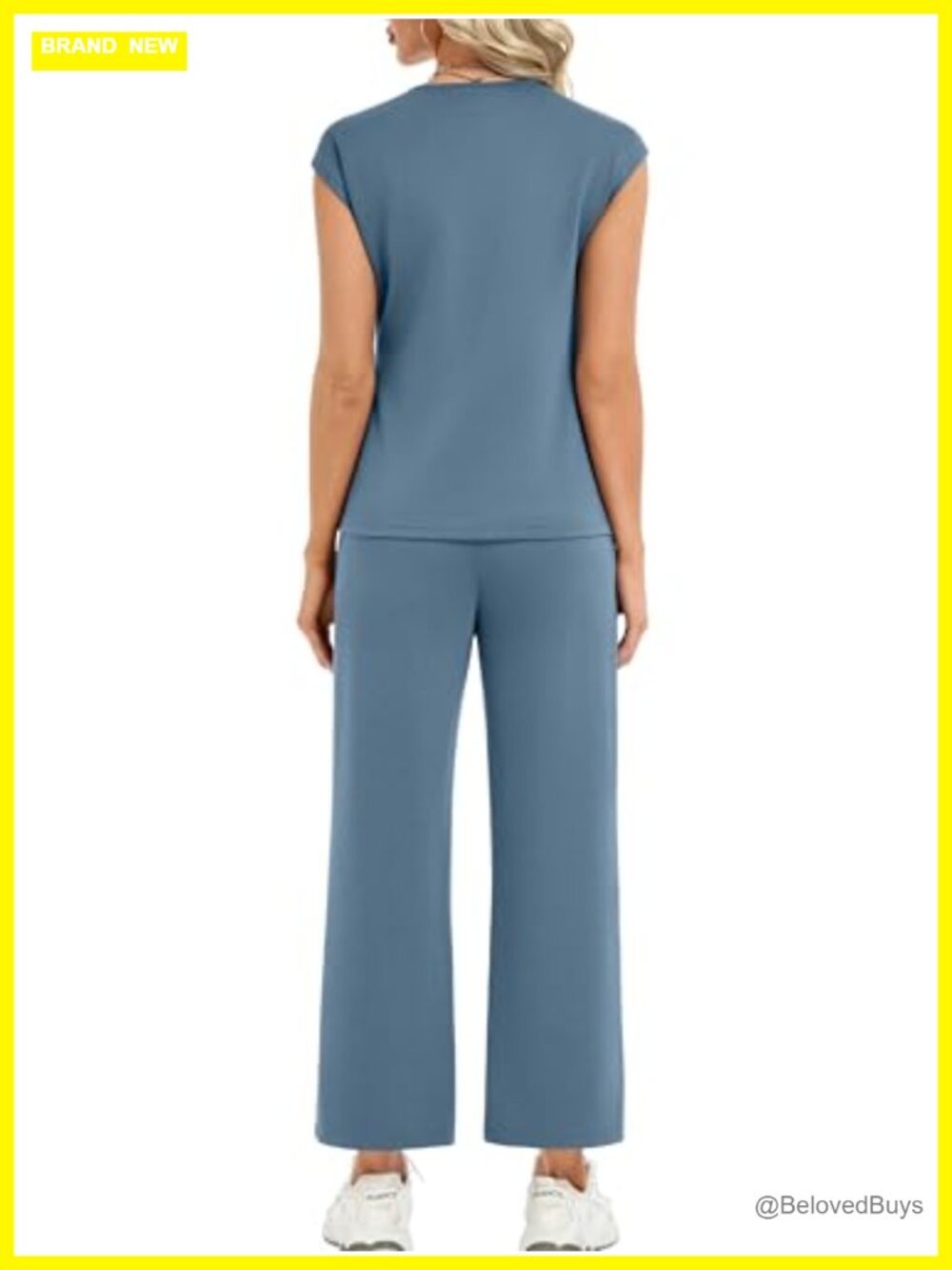 Two Piece Sets For Women Cap Sleeve Crop Top Wide Leg Pants Lounge Set View 3